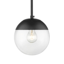 Golden 3219-S BLK-BLK - Golden Lighting Dixon 1-light Pendant in Matte Black and Clear Glass